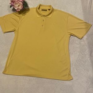 CUBAVERA Size XL Golden Yellow 3 Button Pullover Collared Short Sleeve Shirt